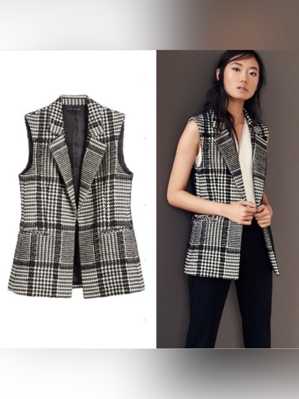 Theory Eldora Houndstooth Vest